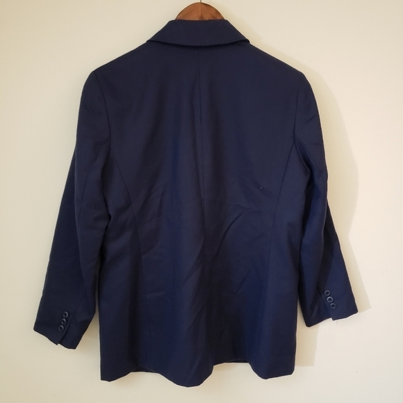 Vintage Lester Square Wool Blazer Navy Blue Size 12 - Picture 2 of 12